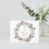 Carte De Remerciements Funérailles chrétiennes florales (Debout devant)