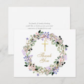 Carte De Remerciements Funérailles chrétiennes florales (Devant / Derrière)