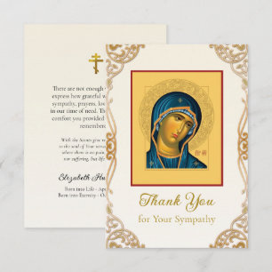 Carte De Remerciements Funérailles chrétiennes orthodoxes de la Théotokos