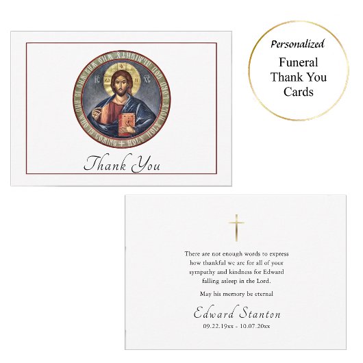 Carte De Remerciements Funérailles chrétiennes orthodoxes simples