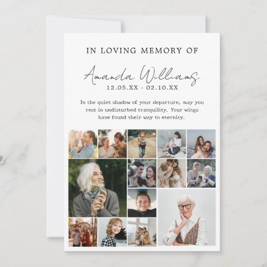 Carte De Remerciements Funérailles commémoratives - 15 Photo Collage (Devant)
