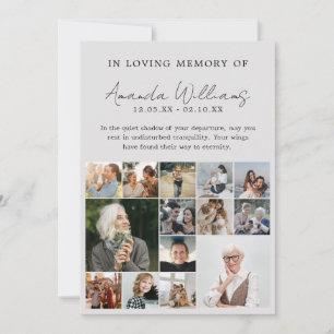 Carte De Remerciements Funérailles commémoratives - 15 Photo Collage
