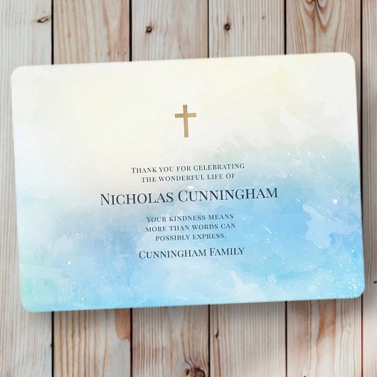 Carte De Remerciements Funérailles commémoratives Aquarelle simple modern