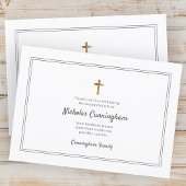 Carte De Remerciements Funérailles commémoratives Croix moderne Cadre sim