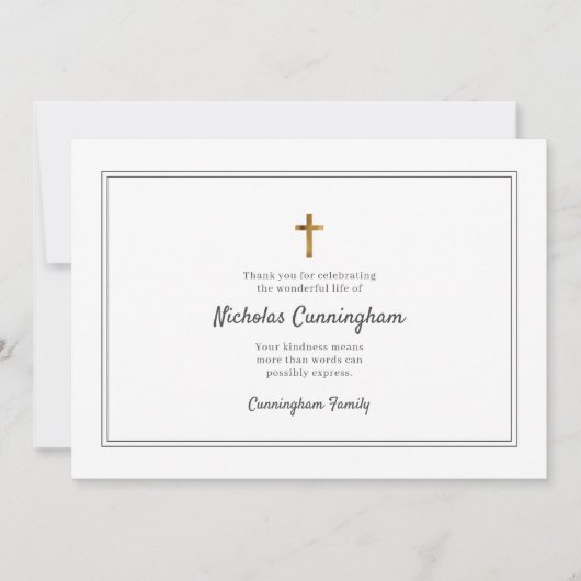 Carte De Remerciements Funérailles commémoratives Croix moderne Cadre sim (Devant)