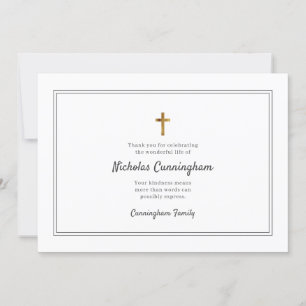 Carte De Remerciements Funérailles commémoratives Croix moderne Cadre sim