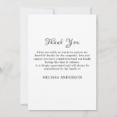 Carte De Remerciements Funérailles commémoratives de collection de photos (Dos)