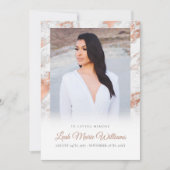 Carte De Remerciements Funérailles commémoratives en marbre rose or Rose (Devant)