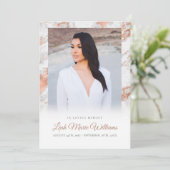 Carte De Remerciements Funérailles commémoratives en marbre rose or Rose (Debout devant)