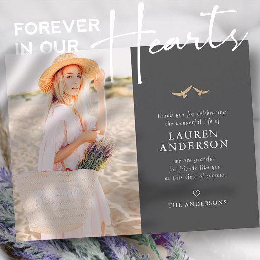 Carte De Remerciements Funérailles commémoratives Moderne Simple Chic Ois