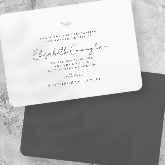 Carte De Remerciements Funérailles commémoratives Moderne Simple Élégant