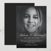 Carte De Remerciements Funérailles commémoratives modernes - photo de la  (Devant / Derrière)