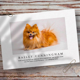 Carte De Remerciements Funérailles commémoratives pour animal de compagni