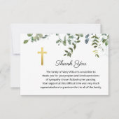 Carte De Remerciements Funérailles Croix de verdure du Mémorial religieux (Devant)