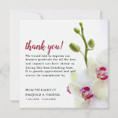 Carte De Remerciements Funérailles de la Fleur d'Orchidée blanche (Devant)
