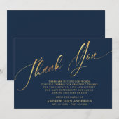 Carte De Remerciements Funérailles de la marine et de la calligraphie d'o (Devant / Derrière)