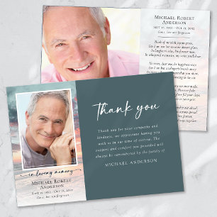 Carte De Remerciements Funérailles de la photo de la mémoire de l'océan c