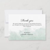 Carte De Remerciements Funérailles de lave verte simple aquarelle (Devant)