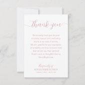 Carte De Remerciements Funérailles de script élégant (Devant)