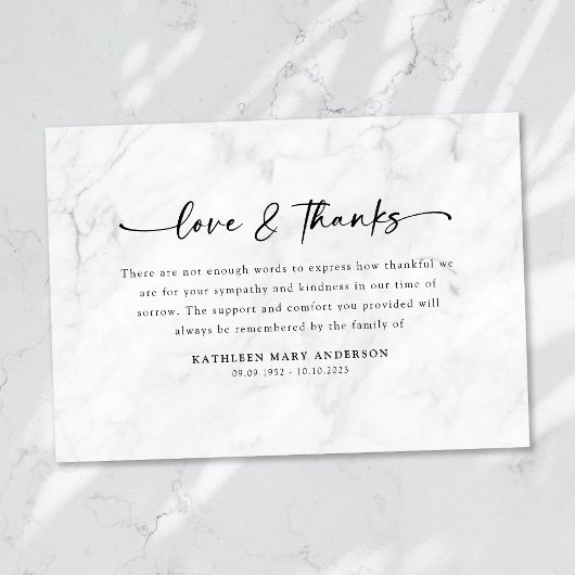 Carte De Remerciements Funérailles de script simple