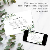 Carte De Remerciements Funérailles de Sympathy Eucalyptus