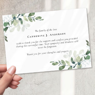 Carte De Remerciements Funérailles de Sympathy Eucalyptus