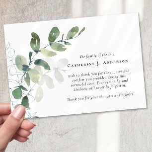 Carte De Remerciements Funérailles de Sympathy Eucalyptus