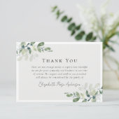 Carte De Remerciements Funérailles de Sympathy Eucalyptus (Debout devant)