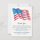 Carte De Remerciements Funérailles de vétéran du mémorial du drapeau amér (Devant)