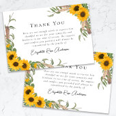 Carte De Remerciements Funérailles des tournesols en sympathie