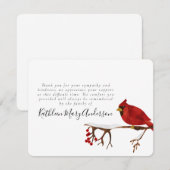 Carte De Remerciements Funérailles du cardinal rouge (Devant / Derrière)