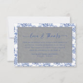 Carte De Remerciements Funérailles Floral bleu (Devant)