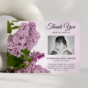 Carte De Remerciements Funérailles florales de Lilac