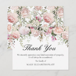 Carte De Remerciements Funérailles florales rose