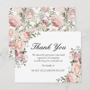 Carte De Remerciements Funérailles florales rose rustique