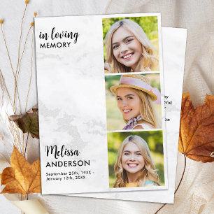 Carte De Remerciements Funérailles Mémorial 3 Photo En Mémoire Amoureuse 