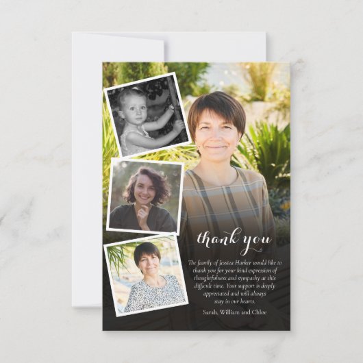 Carte De Remerciements Funérailles Mémorial 5 Photo Collage Script (Devant)