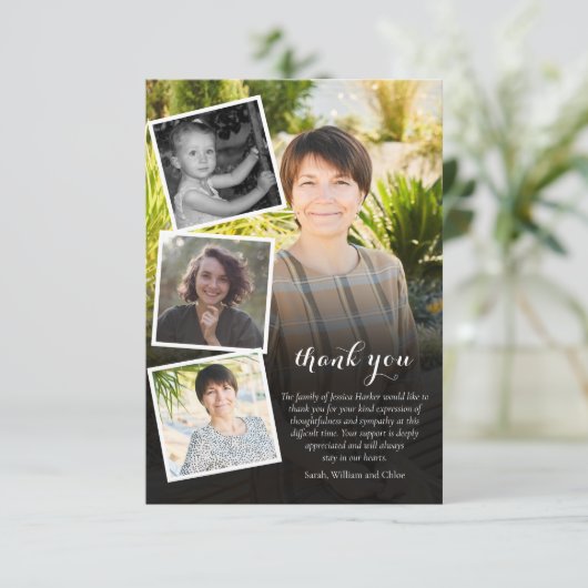 Carte De Remerciements Funérailles Mémorial 5 Photo Collage Script (Debout devant)