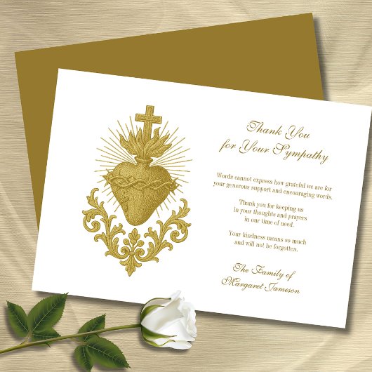 Carte De Remerciements Funérailles Mémorial catholique Jésus Condolence