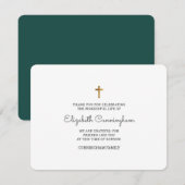 Carte De Remerciements Funérailles Mémorial Croix Or Moderne Et Simple (Devant / Derrière)