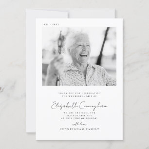 Carte De Remerciements Funérailles Mémorial Élégant Simple Moderne Photo 