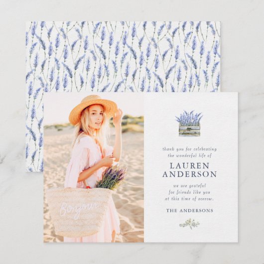 Carte De Remerciements Funérailles Mémorial Moderne Fleurs Florales Chic  (Devant / Derrière)