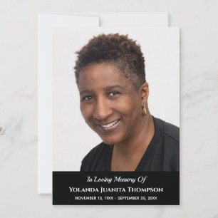 Carte De Remerciements Funérailles mémorial personnalisé Photo de deuil S