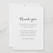 Carte De Remerciements Funérailles modernes | Célébration de la vie (Dos)