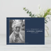 Carte De Remerciements Funérailles modernes Navy & Blanc In Loving Memory (Debout devant)