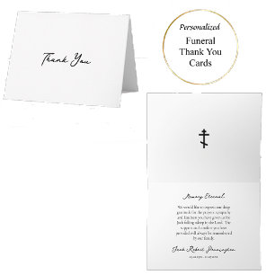 Carte De Remerciements Funérailles orthodoxe chrétienne avec un script gr
