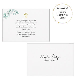 Carte De Remerciements Funérailles orthodoxes avec verdure d'eucalyptus s