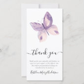 Carte De Remerciements Funérailles Photo Papillon Lilac (Devant)