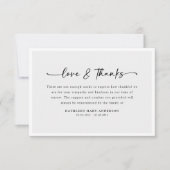 Carte De Remerciements Funérailles photo simple script (Devant)