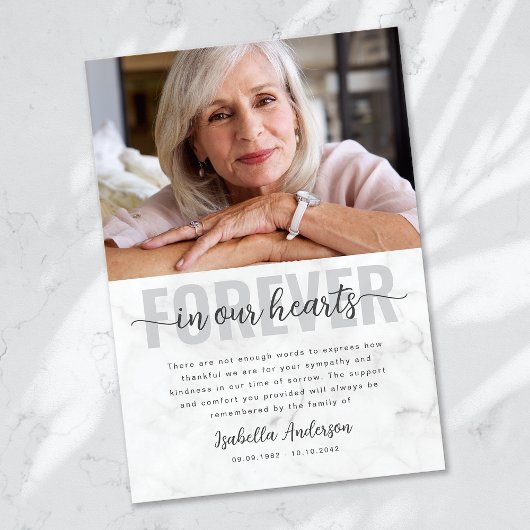 Carte De Remerciements Funérailles photo simple script